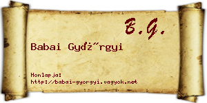 Babai Györgyi névjegykártya
