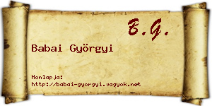 Babai Györgyi névjegykártya